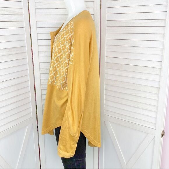 Free People Free Spirt Embroidered Knit Henley Top Peach Fuzz XS - Picture 3 of 14